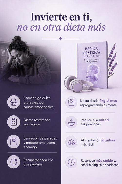 Banda Gástrica Hipnótica: Método Subconsciente para Frenar el Impulso de Comer y Bajar de Peso sin Rebote