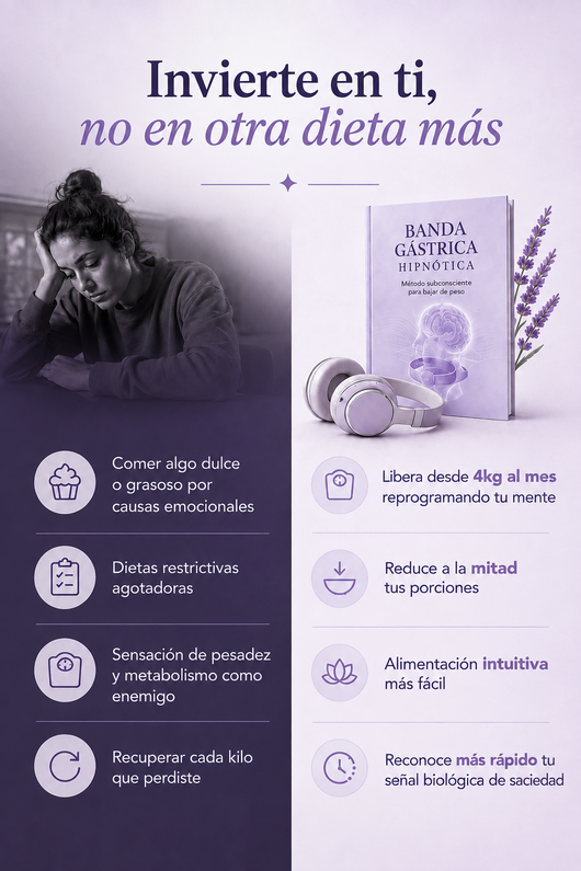 Banda Gástrica Hipnótica: Método Subconsciente para Frenar el Impulso de Comer y Bajar de Peso sin Rebote